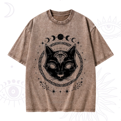 Purplehecate Third Eye Black Cat Washed T-Shirt