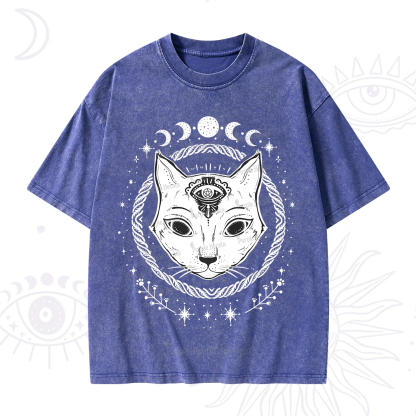 Purplehecate Third Eye Black Cat Washed T-Shirt