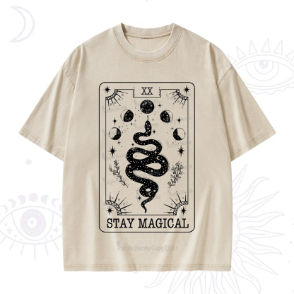 Purplehecate The Stay Magical Tarot Washed T-Shirt