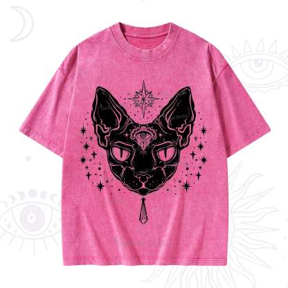 Purplehecate Three Eyed Sphynx Cat Washed T-Shirt