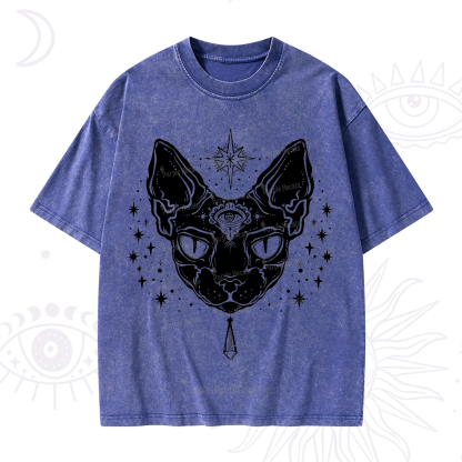 Purplehecate Three Eyed Sphynx Cat Washed T-Shirt