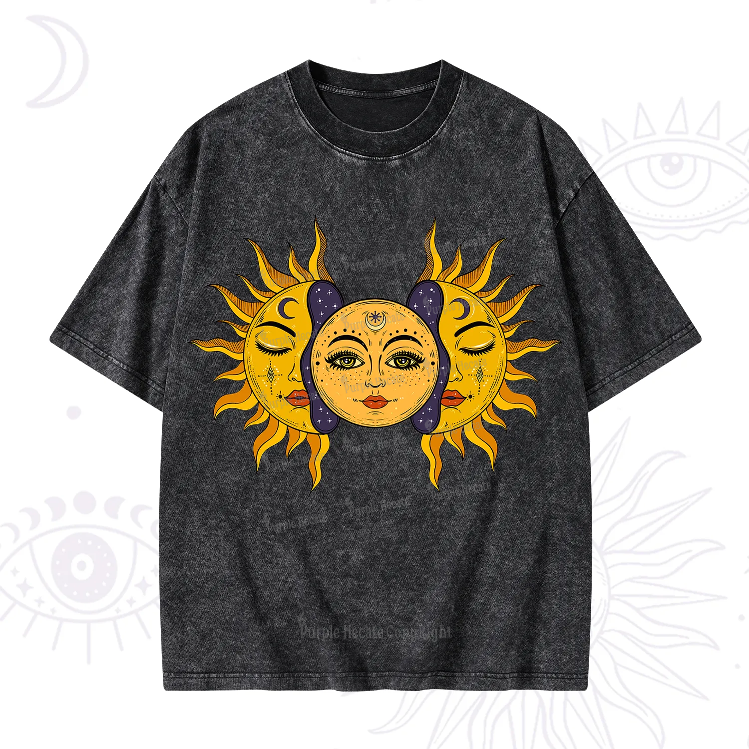 Purplehecate Celestial Twin Suns Washed T-Shirt