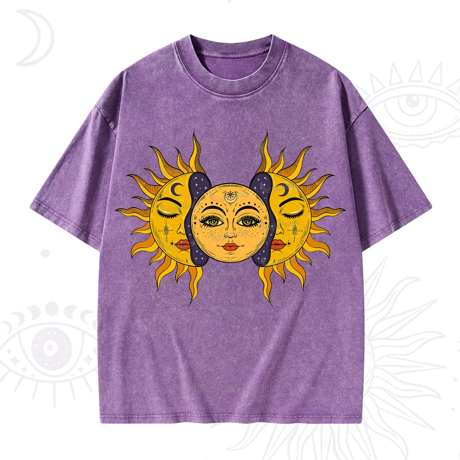 Purplehecate Celestial Twin Suns Washed T-Shirt
