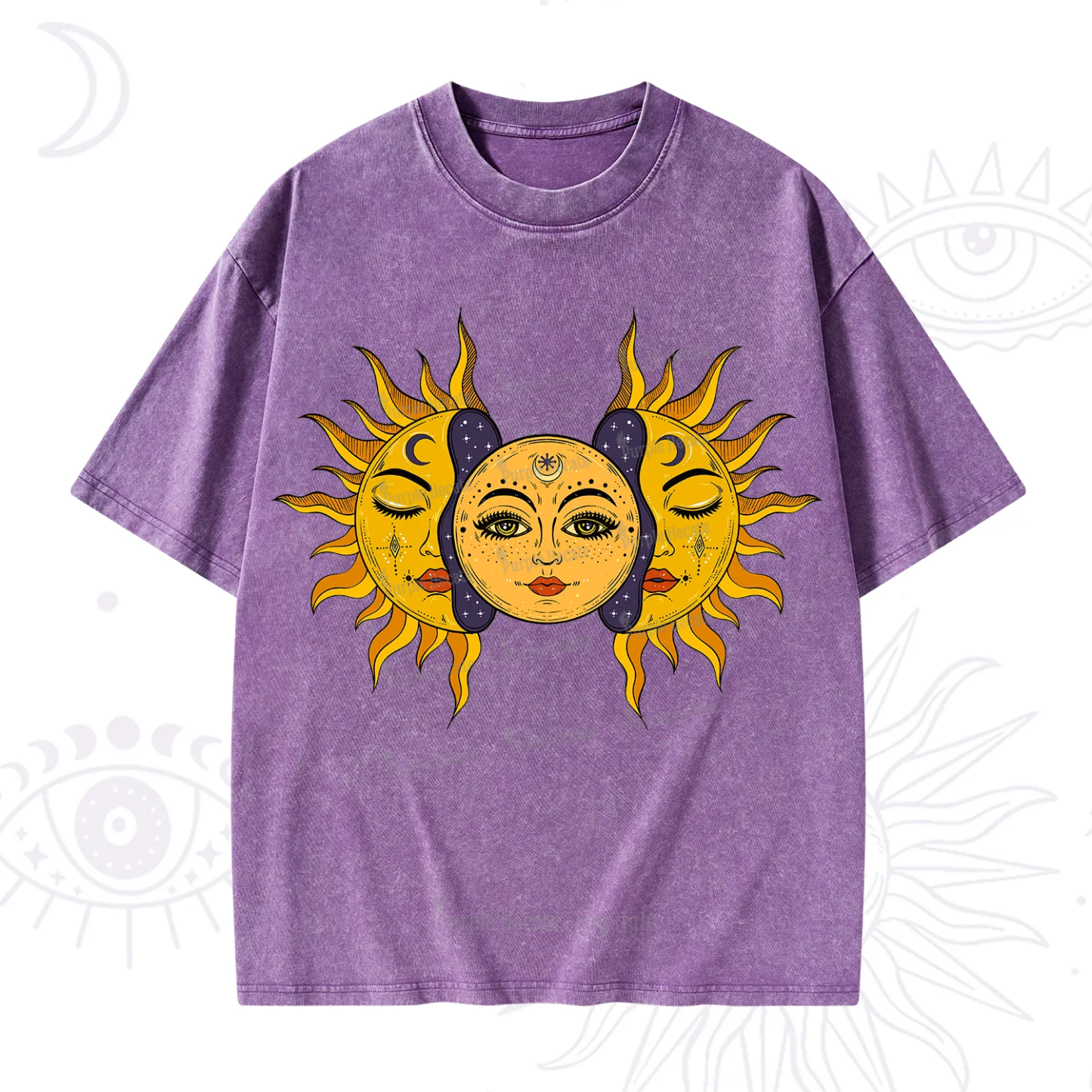 Purplehecate Celestial Twin Suns Washed T-Shirt