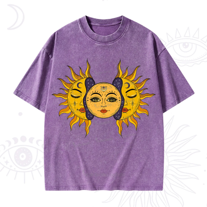 Purplehecate Celestial Twin Suns Washed T-Shirt