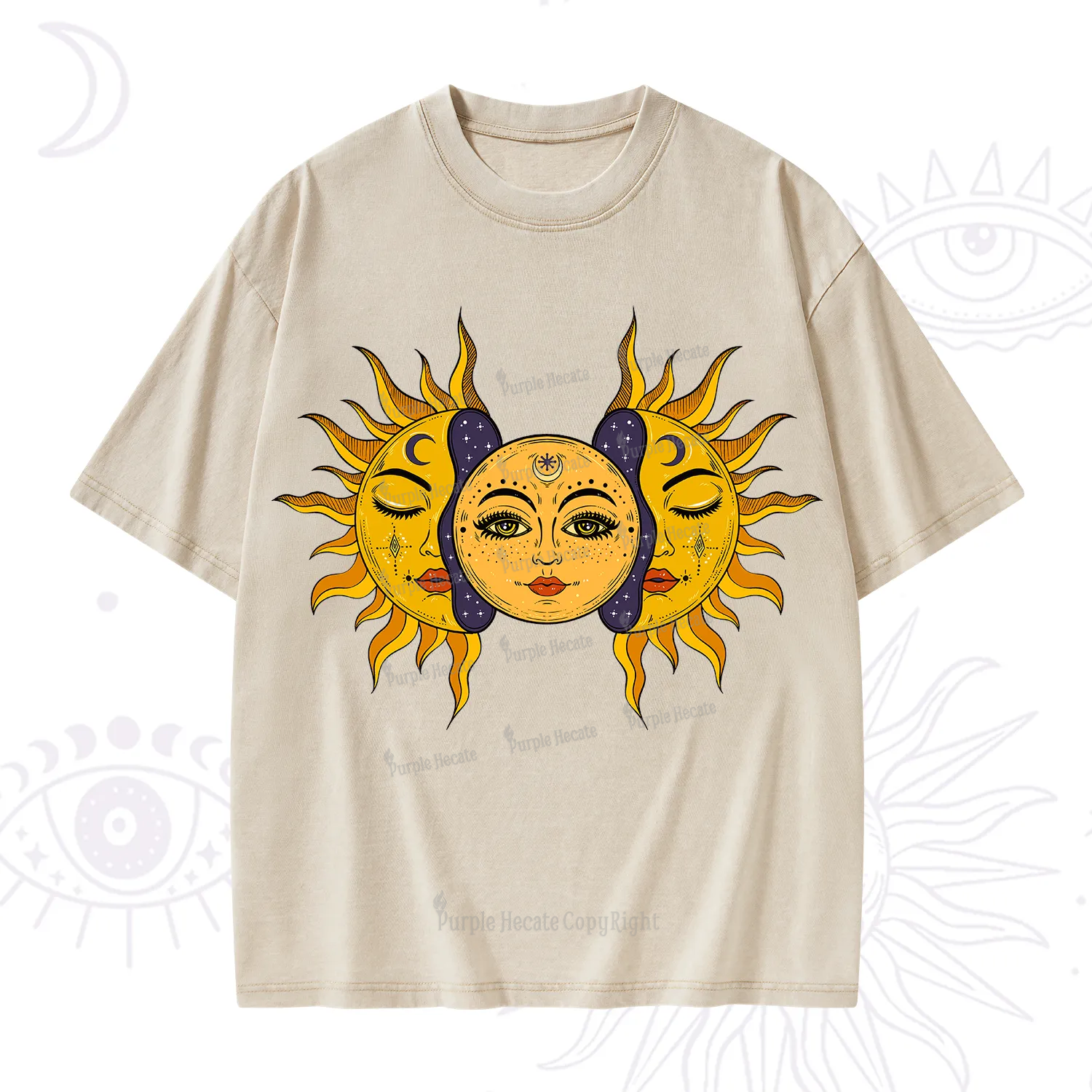 Purplehecate Celestial Twin Suns Washed T-Shirt