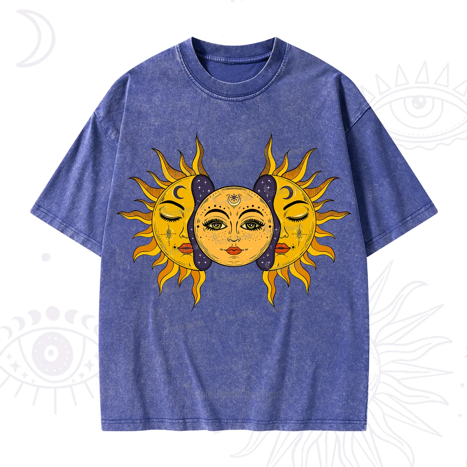 Purplehecate Celestial Twin Suns Washed T-Shirt