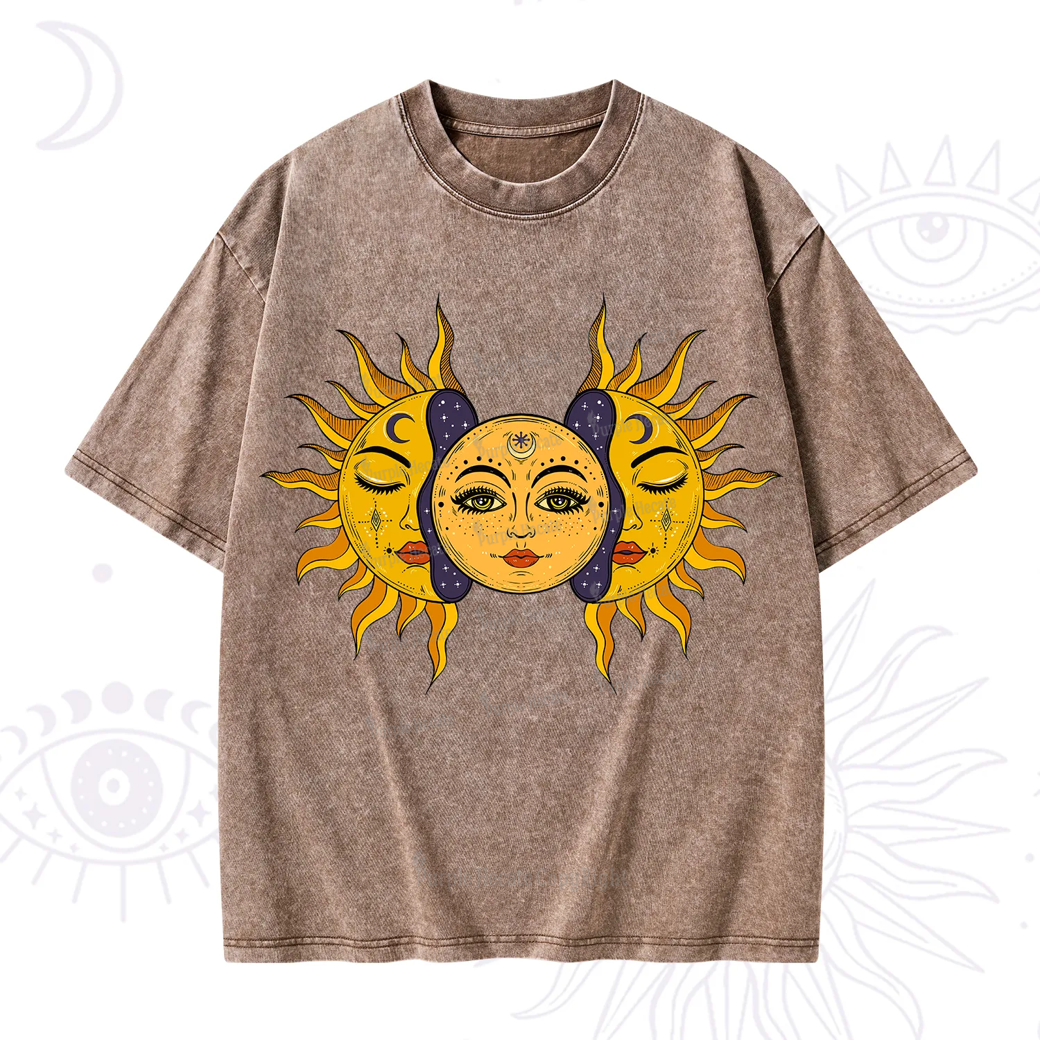Purplehecate Celestial Twin Suns Washed T-Shirt