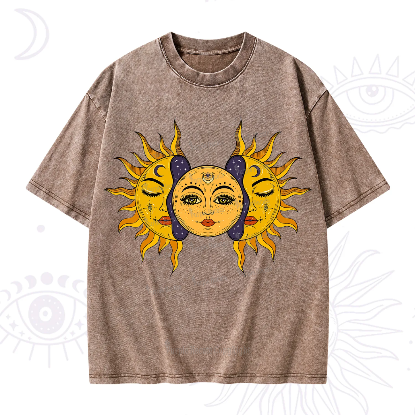 Purplehecate Celestial Twin Suns Washed T-Shirt