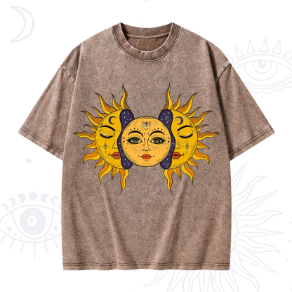 Purplehecate Celestial Twin Suns Washed T-Shirt