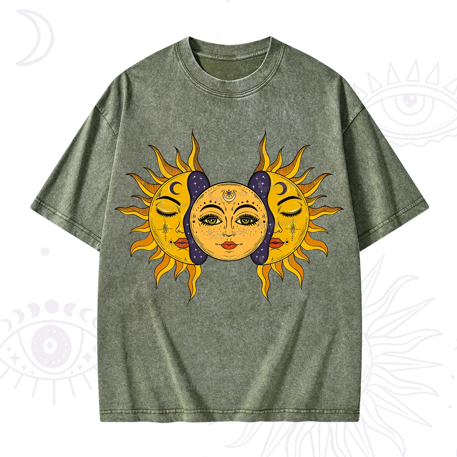 Purplehecate Celestial Twin Suns Washed T-Shirt