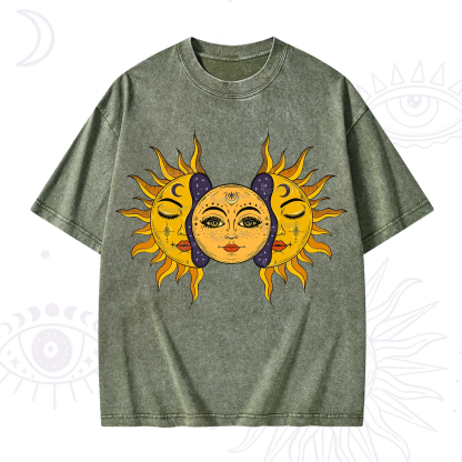 Purplehecate Celestial Twin Suns Washed T-Shirt