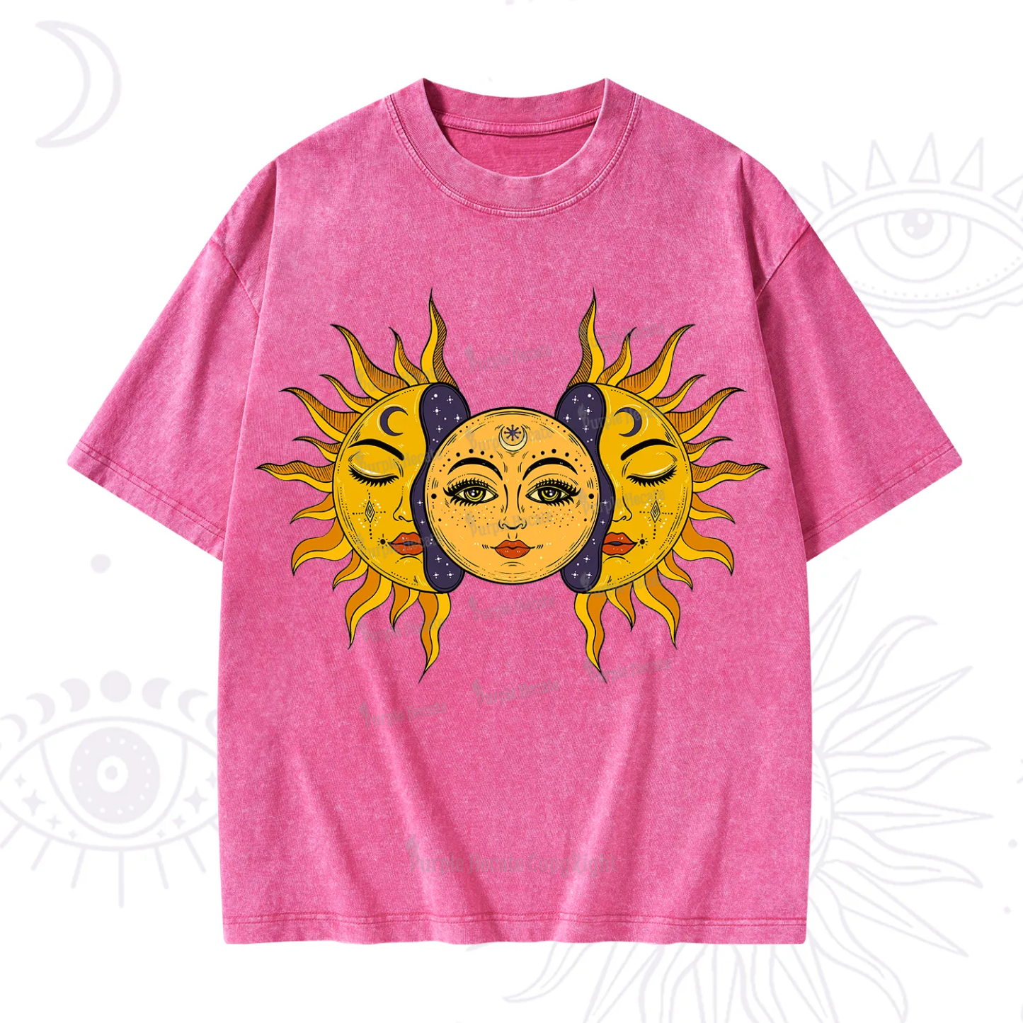 Purplehecate Celestial Twin Suns Washed T-Shirt