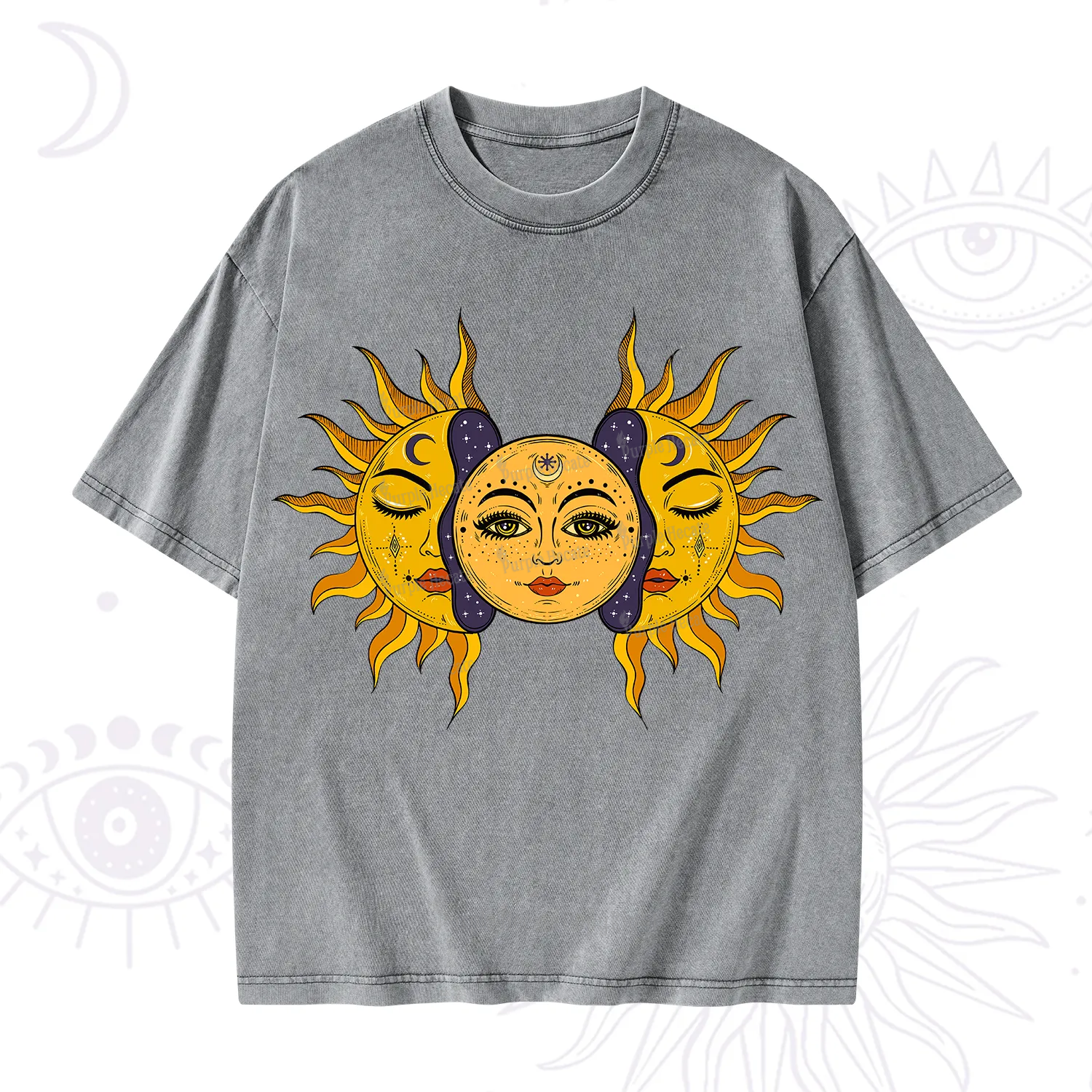 Purplehecate Celestial Twin Suns Washed T-Shirt