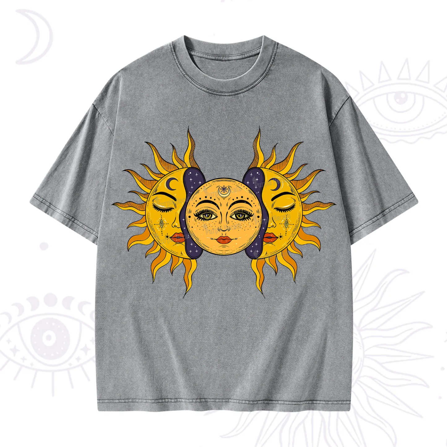 Purplehecate Celestial Twin Suns Washed T-Shirt