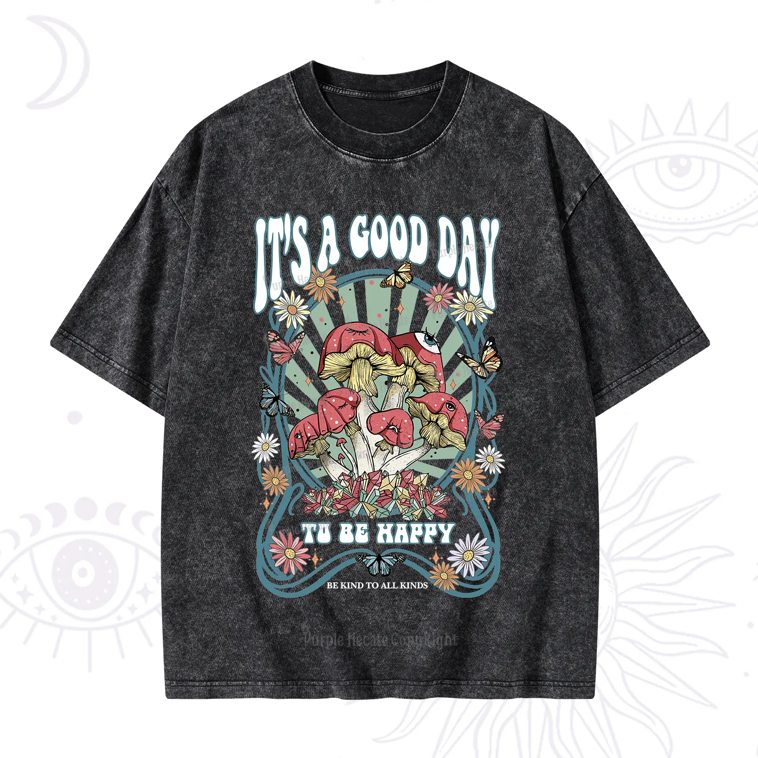 Purplehecate It's A Good Day To Be Happy Washed T-Shirt