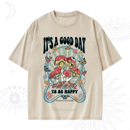 Purplehecate It's A Good Day To Be Happy Washed T-Shirt