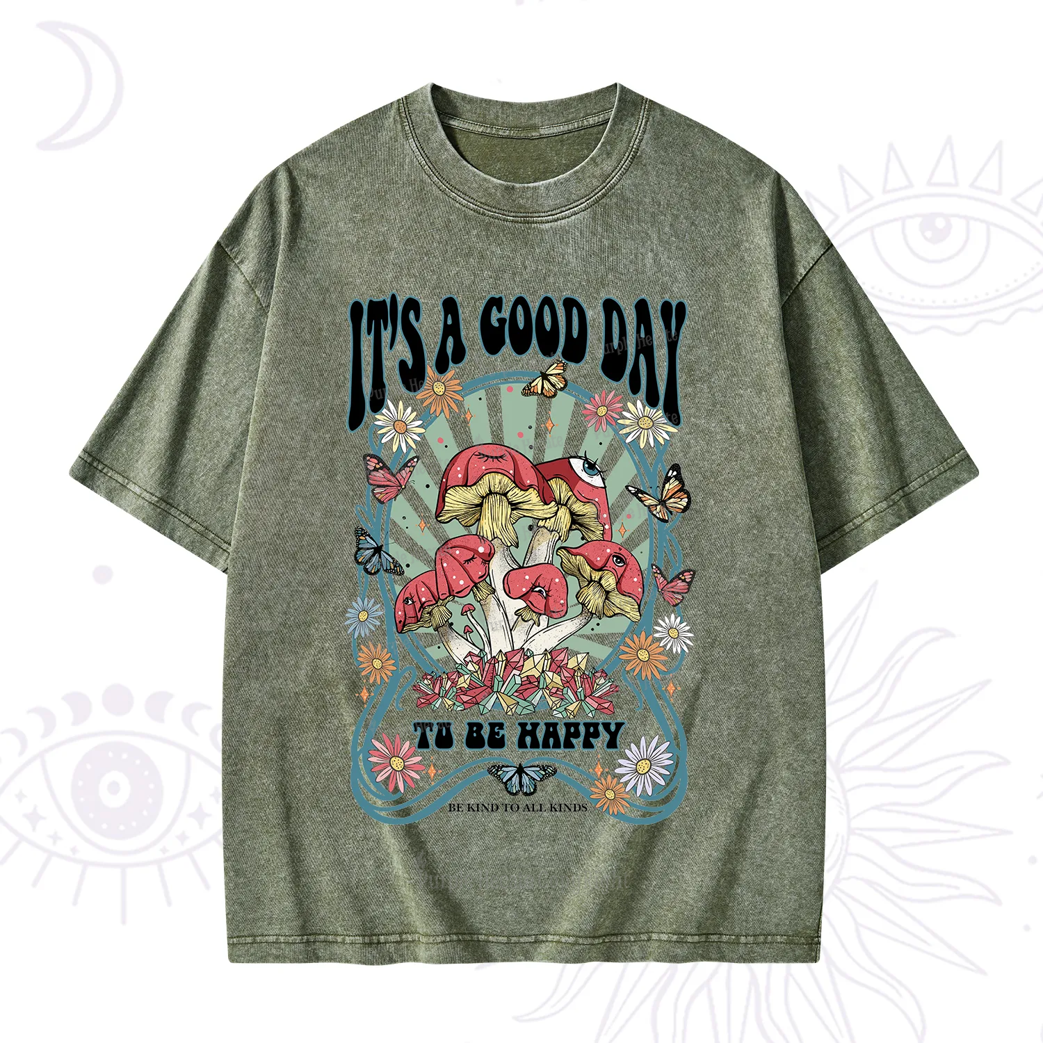 Purplehecate It's A Good Day To Be Happy Washed T-Shirt