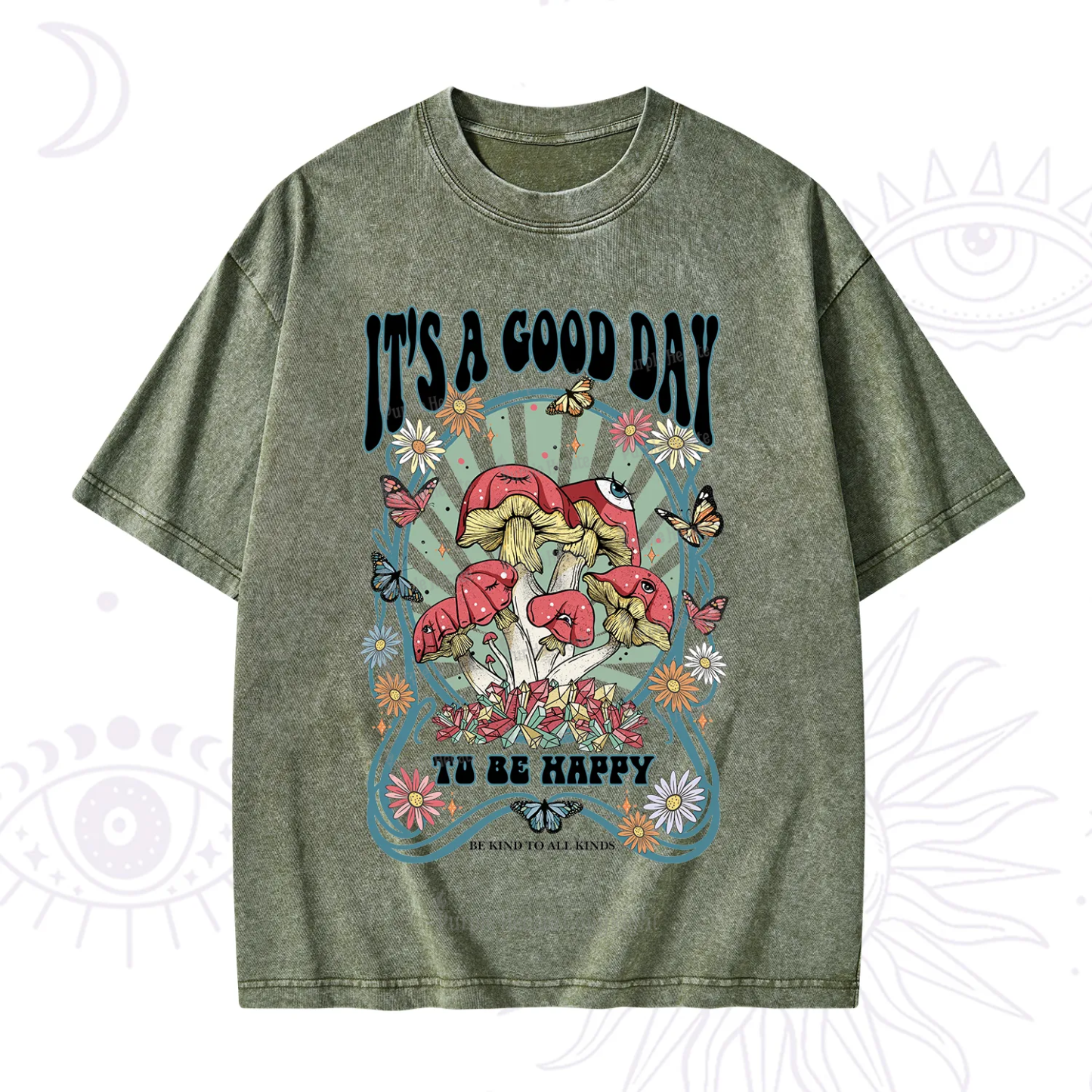 Purplehecate It's A Good Day To Be Happy Washed T-Shirt