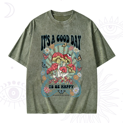 Purplehecate It's A Good Day To Be Happy Washed T-Shirt