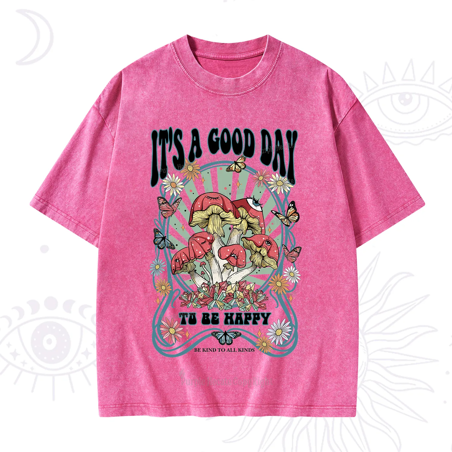 Purplehecate It's A Good Day To Be Happy Washed T-Shirt