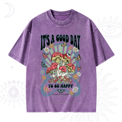 Purplehecate It's A Good Day To Be Happy Washed T-Shirt