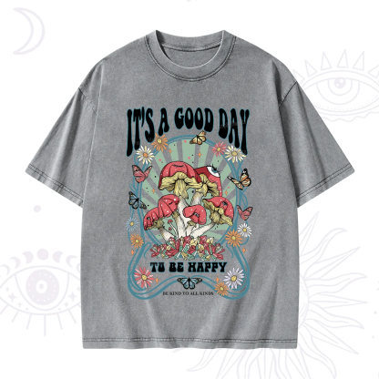 Purplehecate It's A Good Day To Be Happy Washed T-Shirt