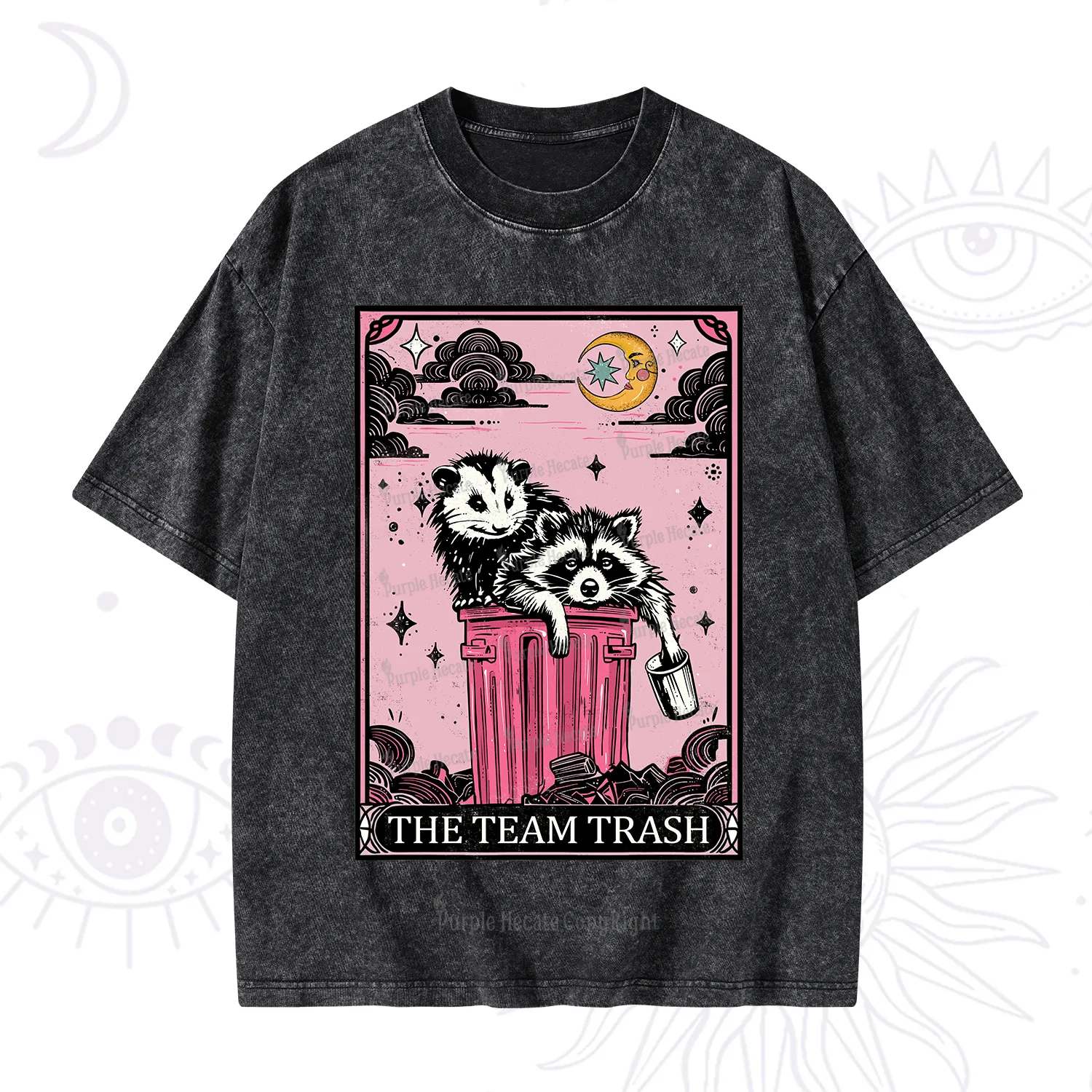Purplehecate The Team Trash Raccoon & Possum Tarot Washed T-Shirt