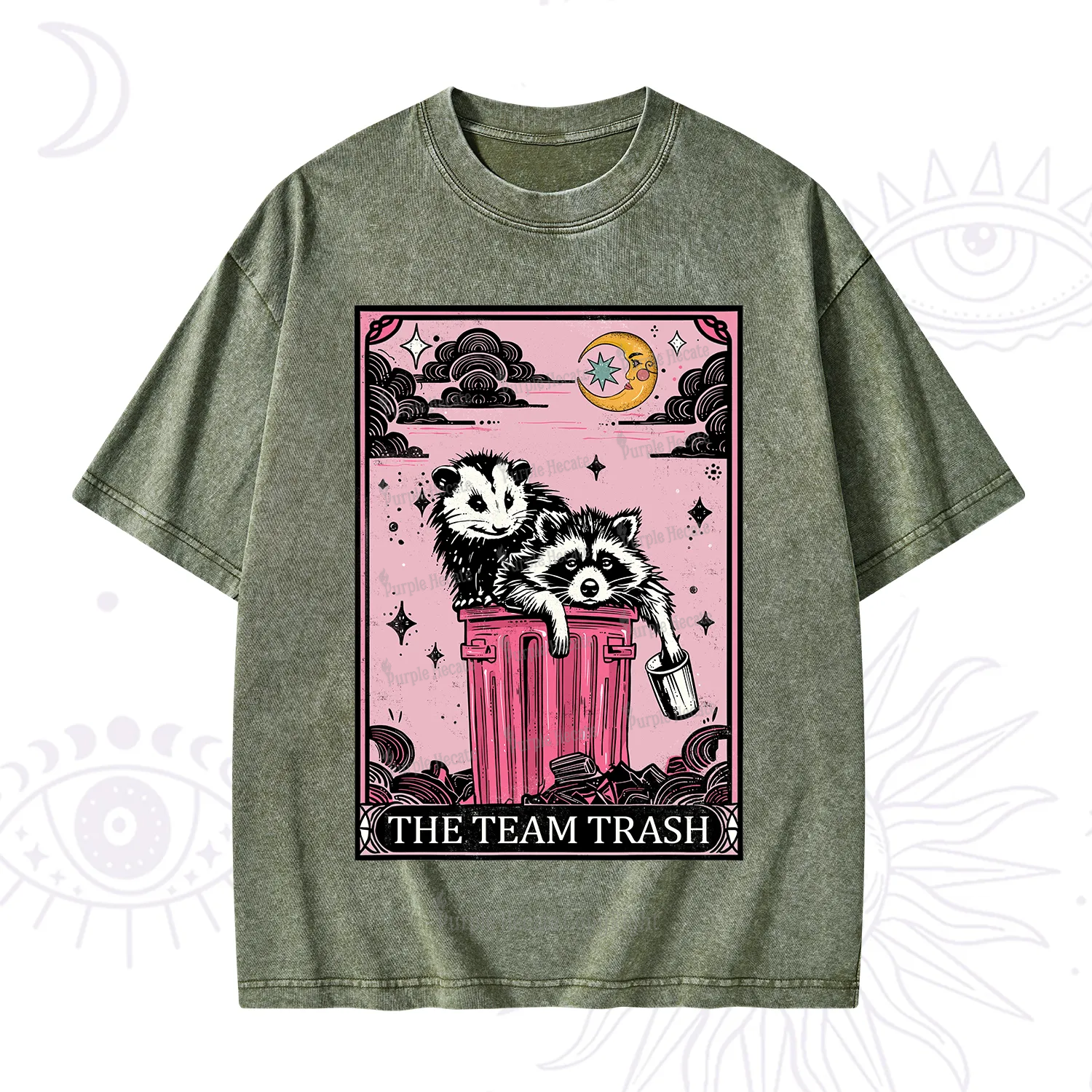 Purplehecate The Team Trash Raccoon & Possum Tarot Washed T-Shirt