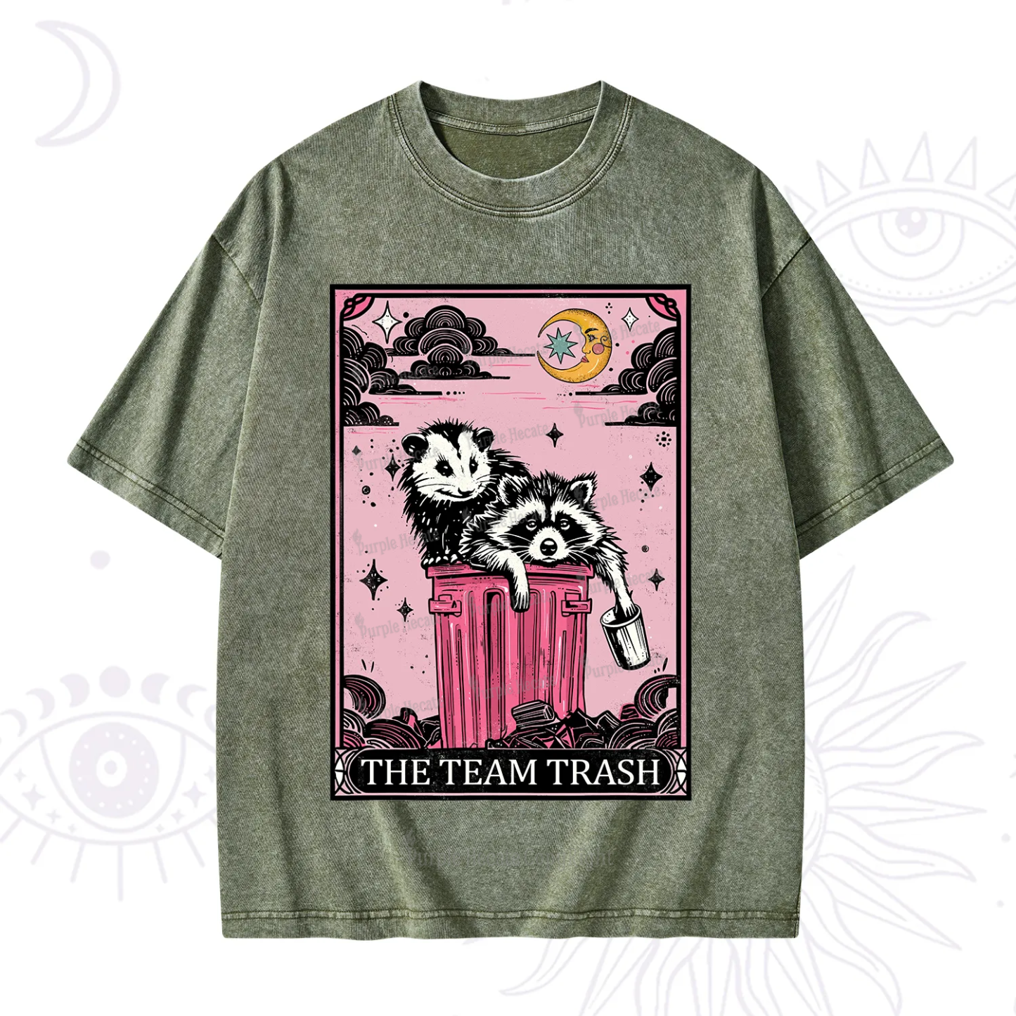 Purplehecate The Team Trash Raccoon & Possum Tarot Washed T-Shirt