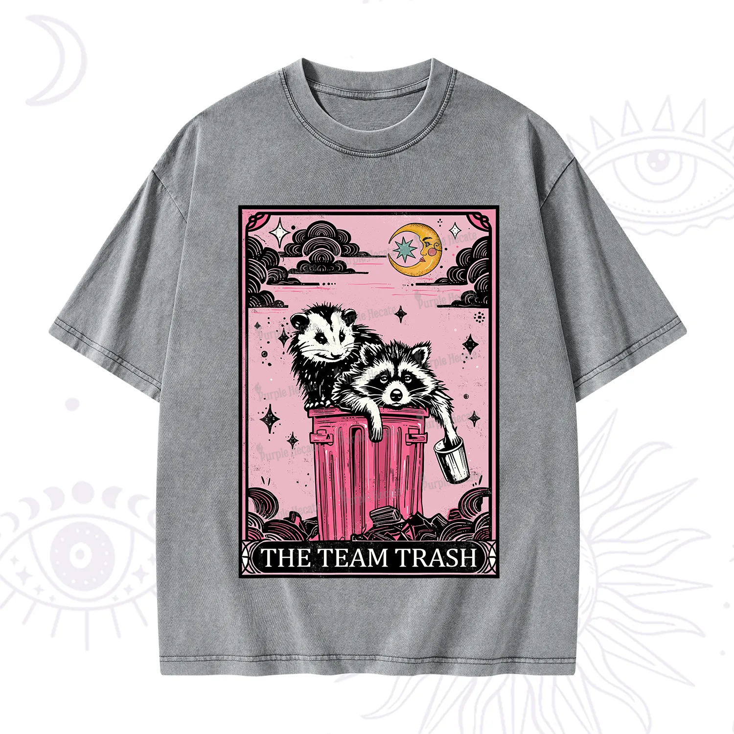 Purplehecate The Team Trash Raccoon & Possum Tarot Washed T-Shirt
