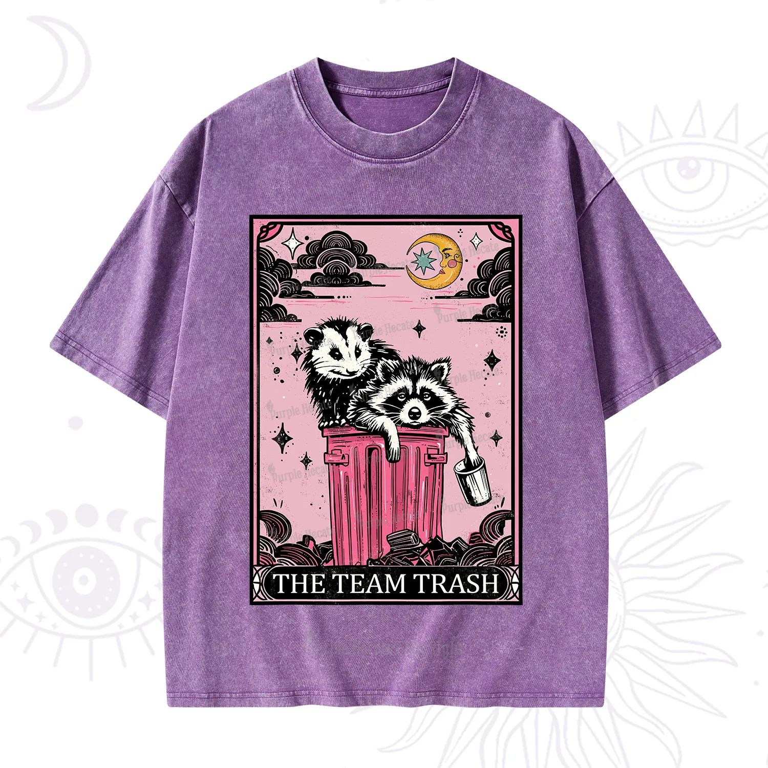 Purplehecate The Team Trash Raccoon & Possum Tarot Washed T-Shirt