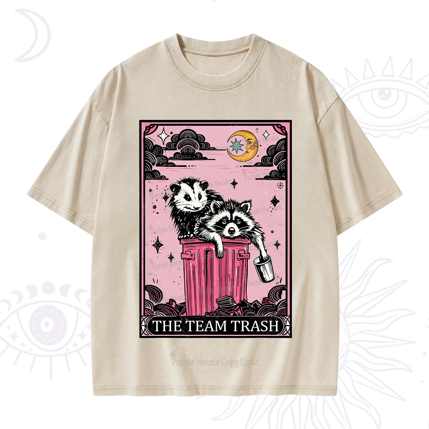 Purplehecate The Team Trash Raccoon & Possum Tarot Washed T-Shirt