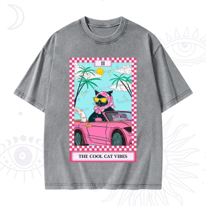 Purplehecate The Cool Cat Vibes Tarot Washed T-Shirt