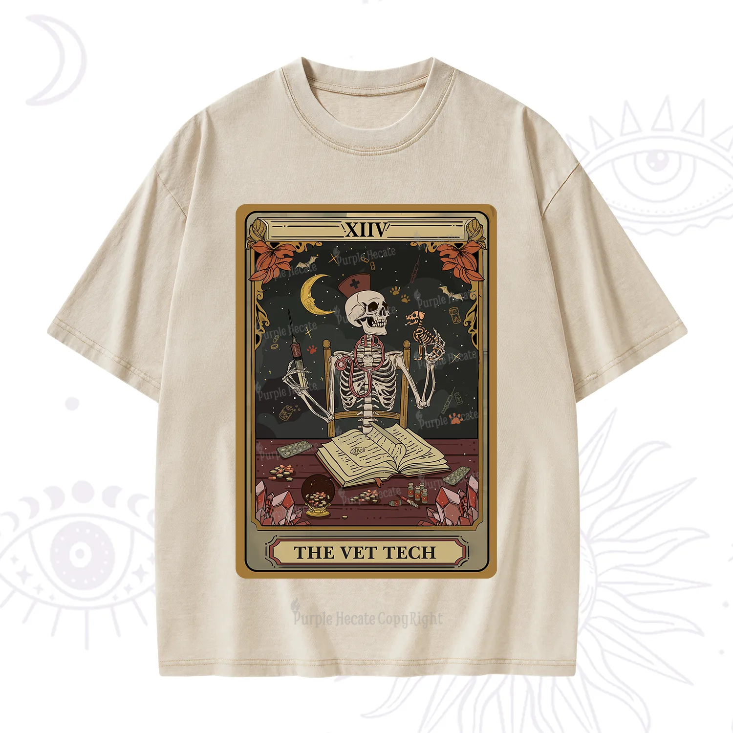 Purplehecate The Vet Tech Skeleton Tarot Washed T-Shirt