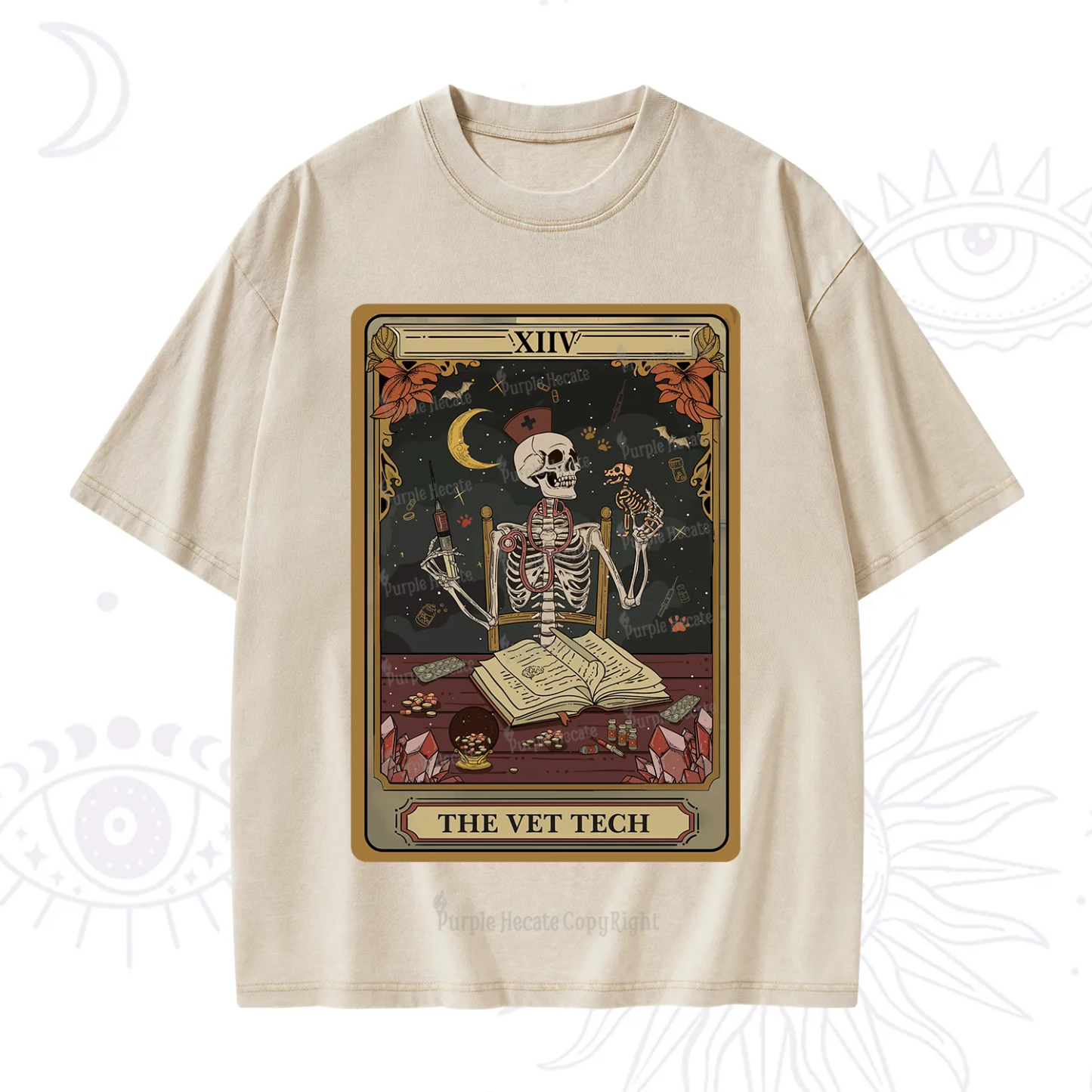 Purplehecate The Vet Tech Skeleton Tarot Washed T-Shirt