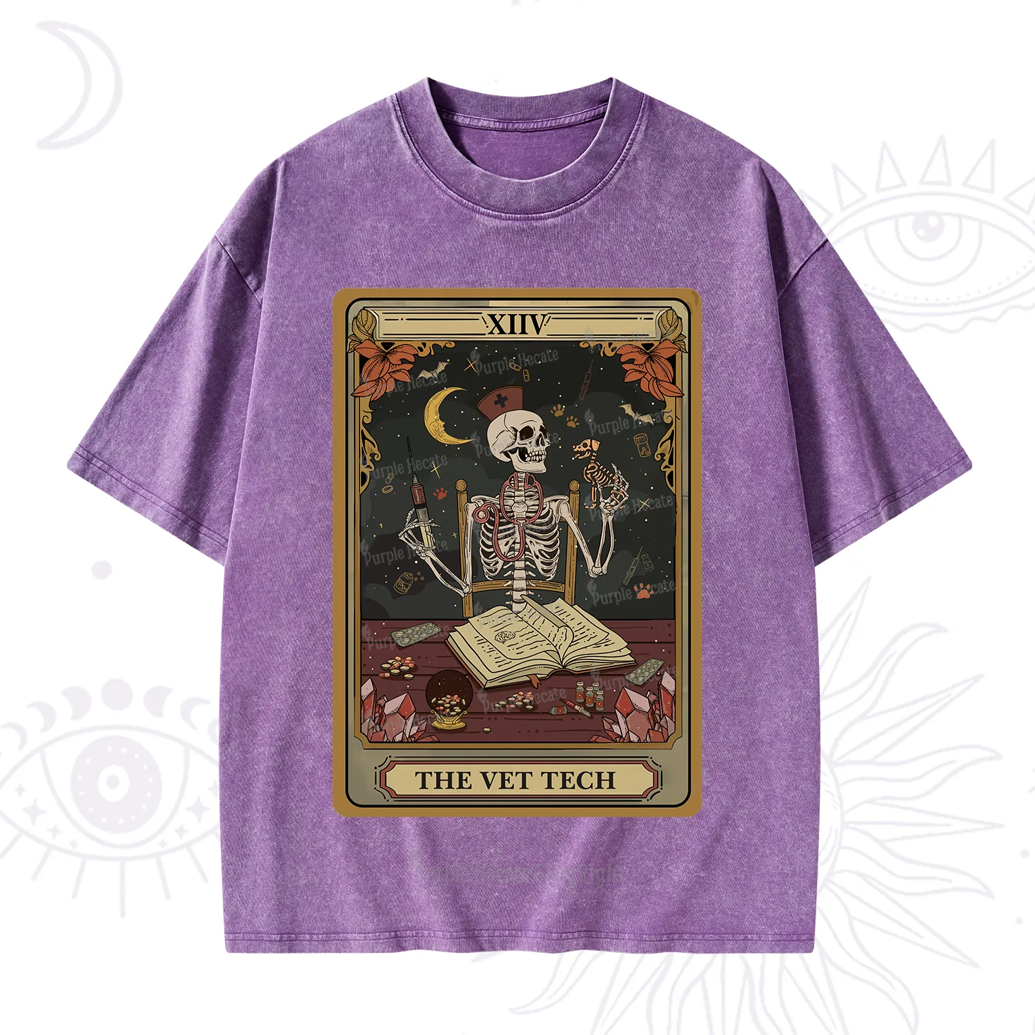 Purplehecate The Vet Tech Skeleton Tarot Washed T-Shirt
