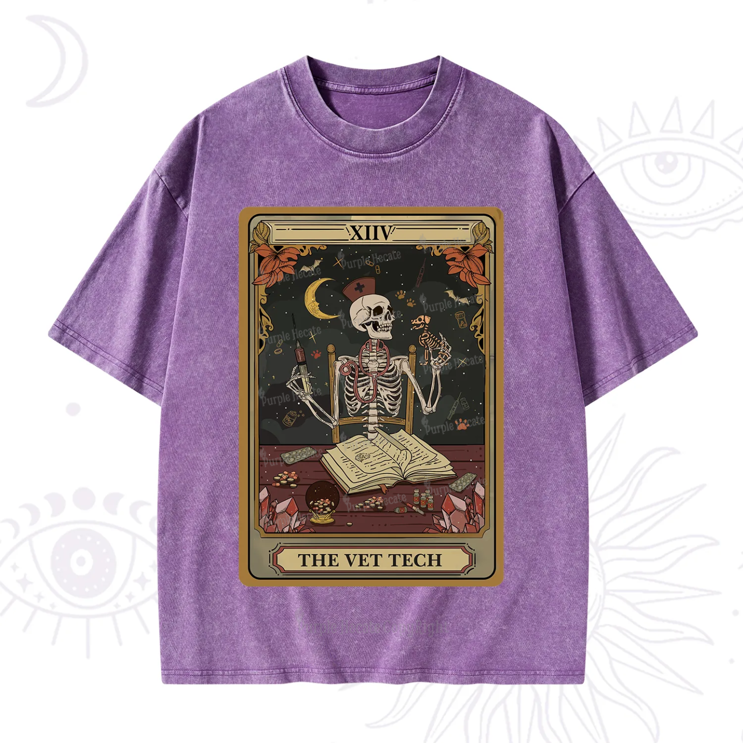 Purplehecate The Vet Tech Skeleton Tarot Washed T-Shirt