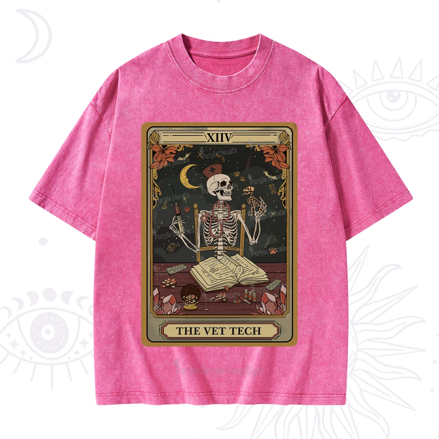 Purplehecate The Vet Tech Skeleton Tarot Washed T-Shirt