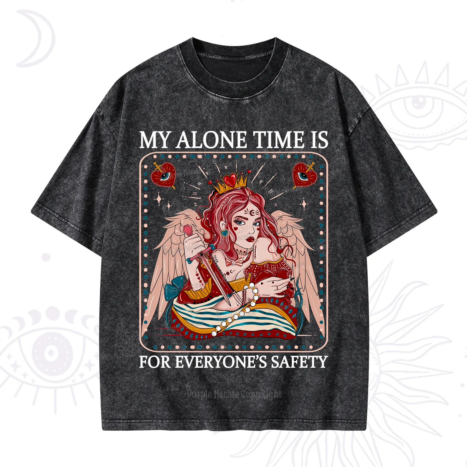 Purplehecate My Alone Time Is For Everyone's Safety Washed T-Shirt