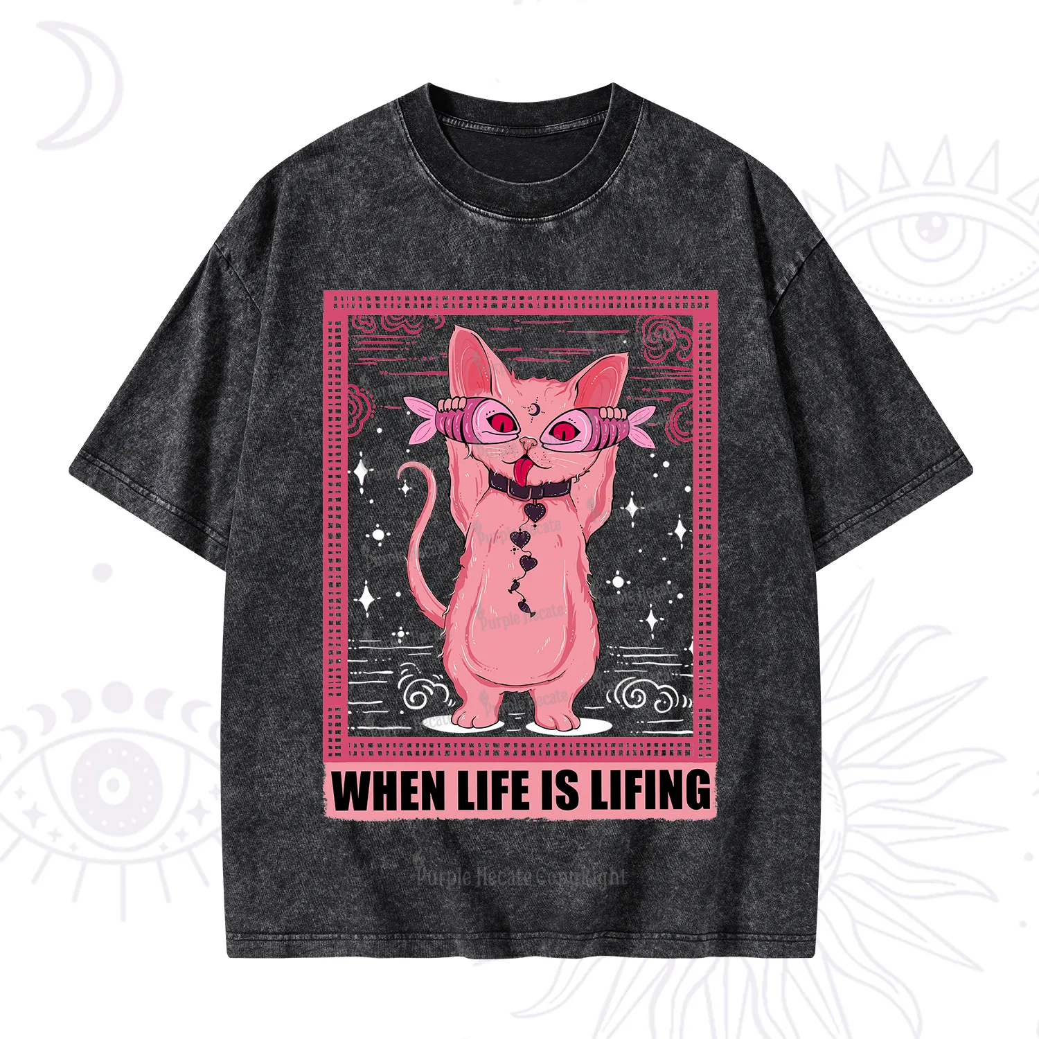 Purplehecate When Life Is Lifting Washed T-Shirt