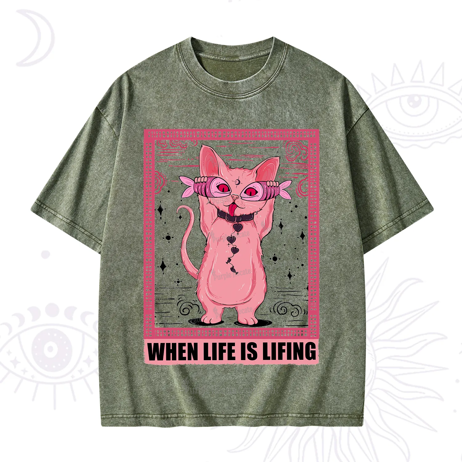 Purplehecate When Life Is Lifting Washed T-Shirt