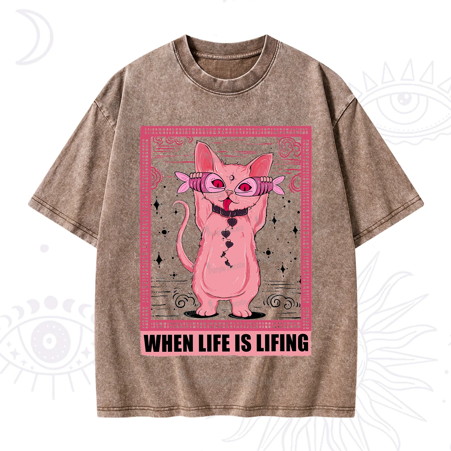 Purplehecate When Life Is Lifting Washed T-Shirt