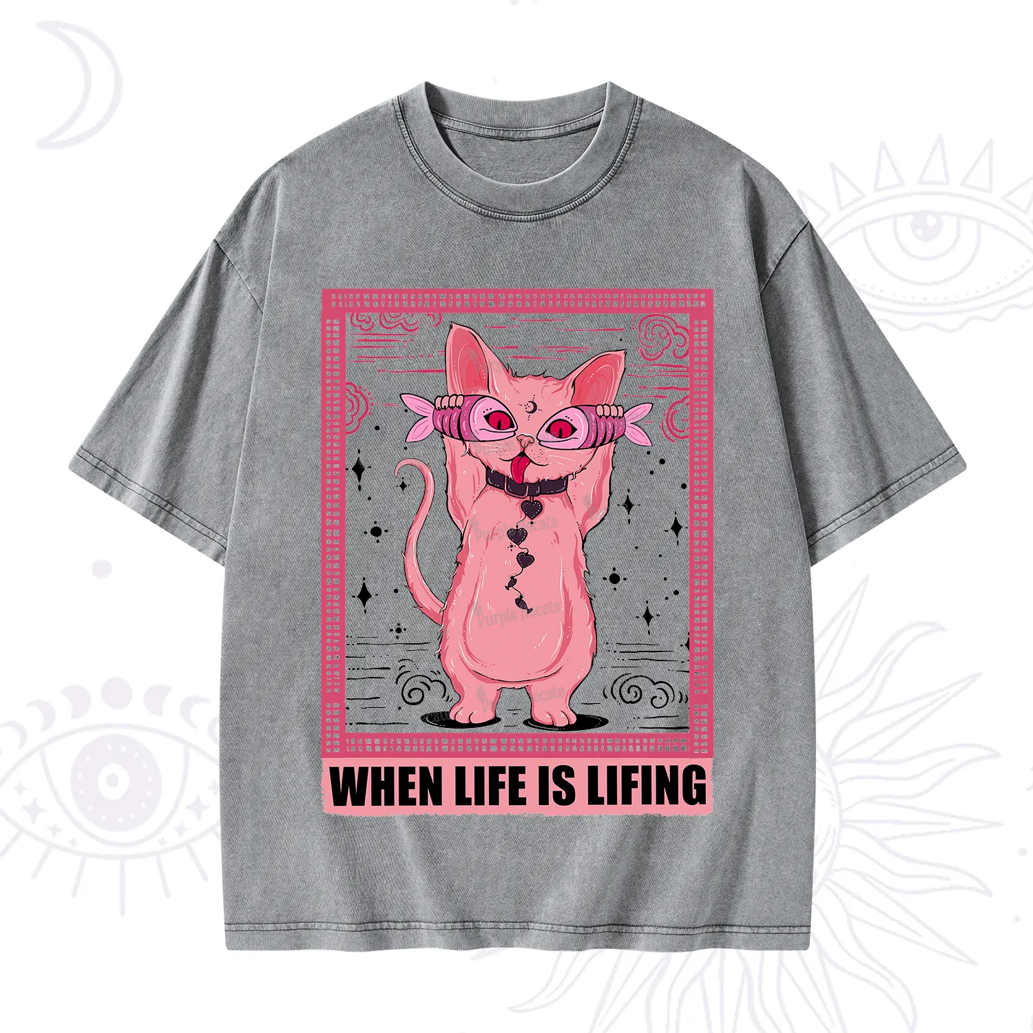 Purplehecate When Life Is Lifting Washed T-Shirt