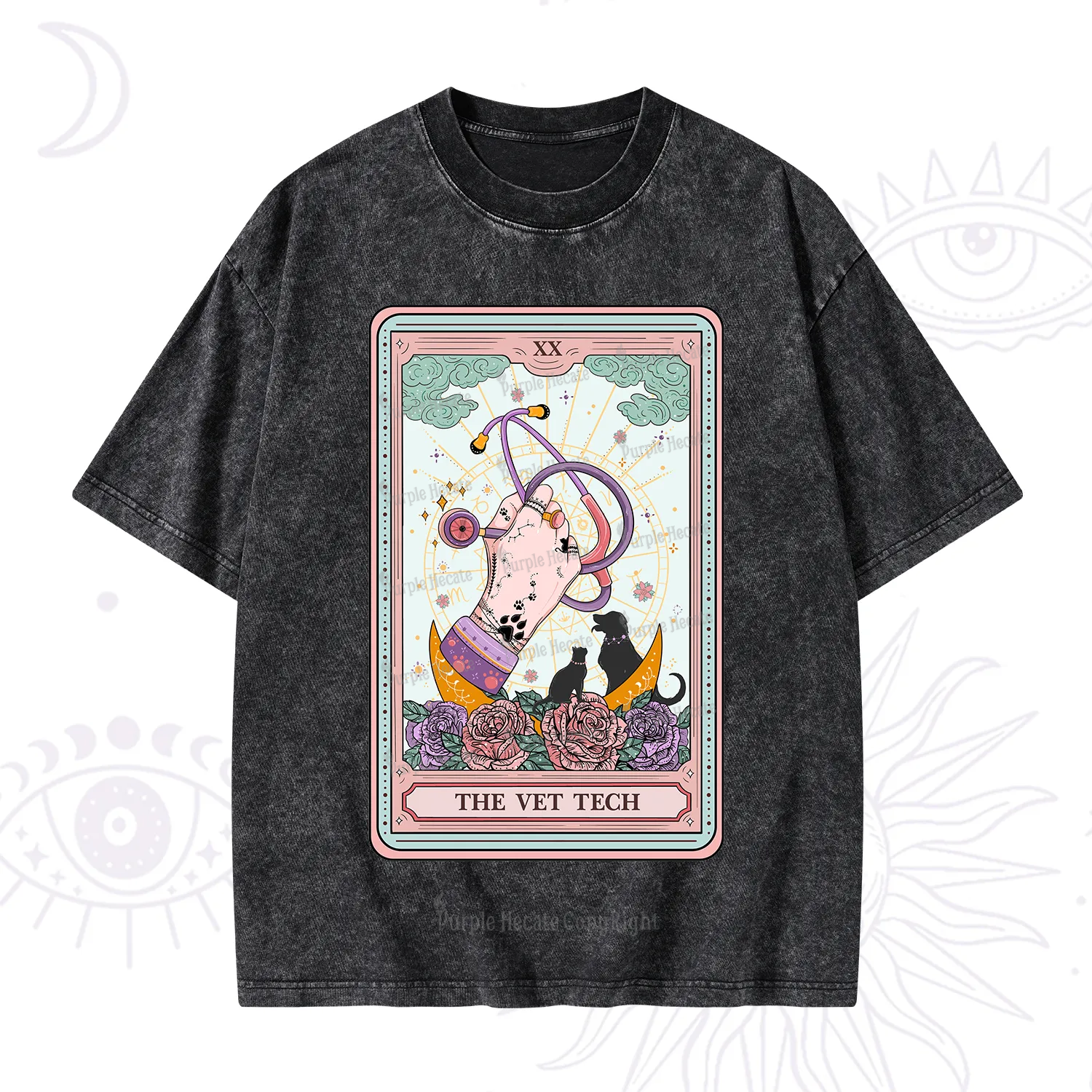 Purplehecate The Vet Tech Tarot Washed T-Shirt