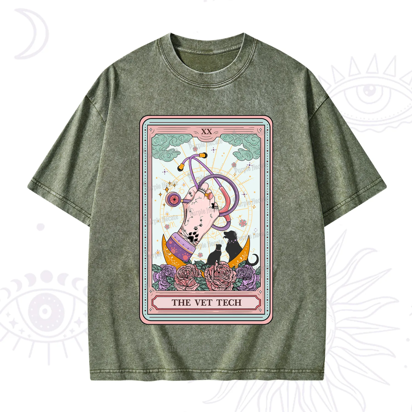 Purplehecate The Vet Tech Tarot Washed T-Shirt
