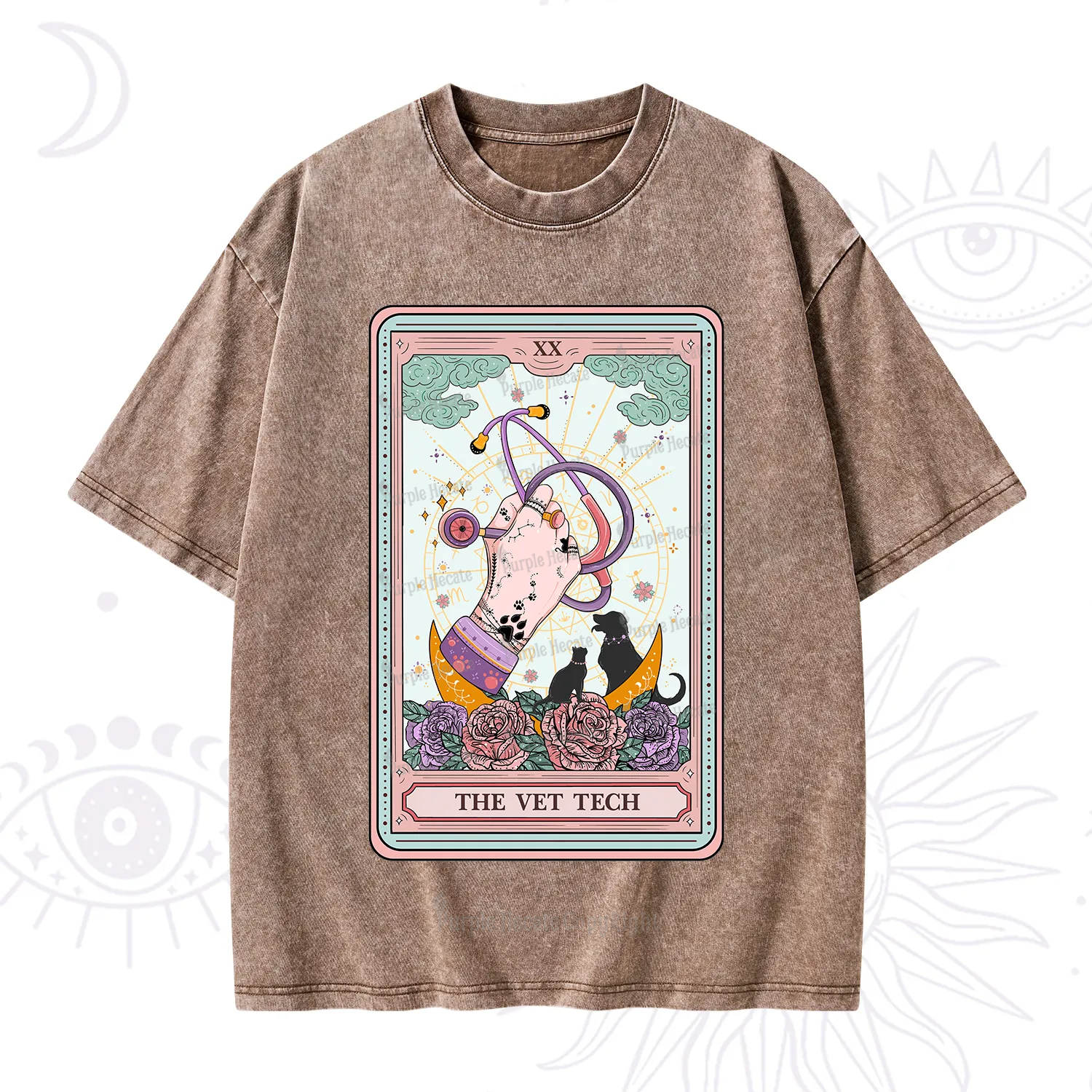 Purplehecate The Vet Tech Tarot Washed T-Shirt