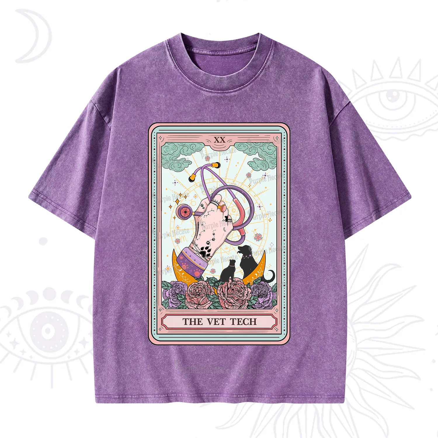 Purplehecate The Vet Tech Tarot Washed T-Shirt