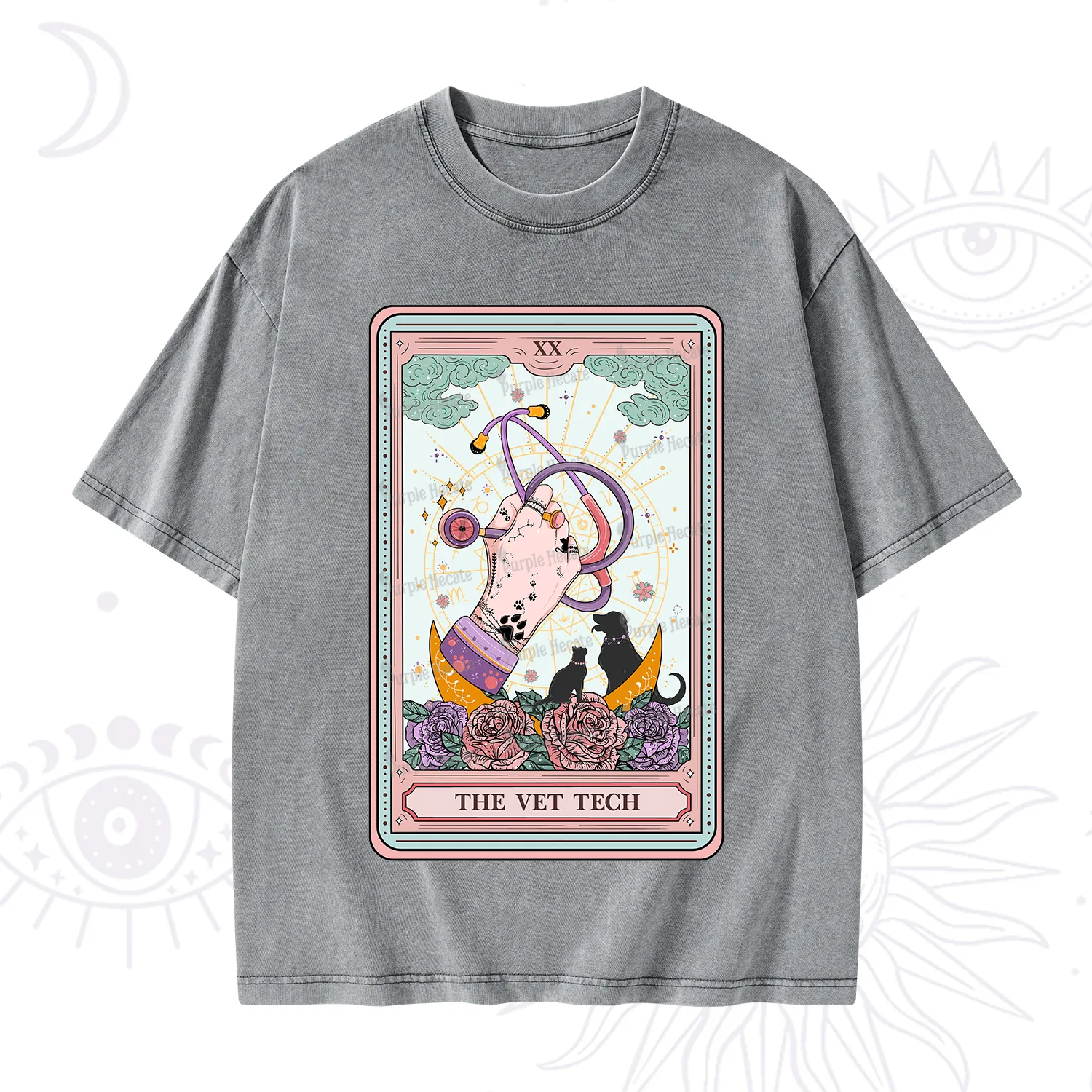 Purplehecate The Vet Tech Tarot Washed T-Shirt