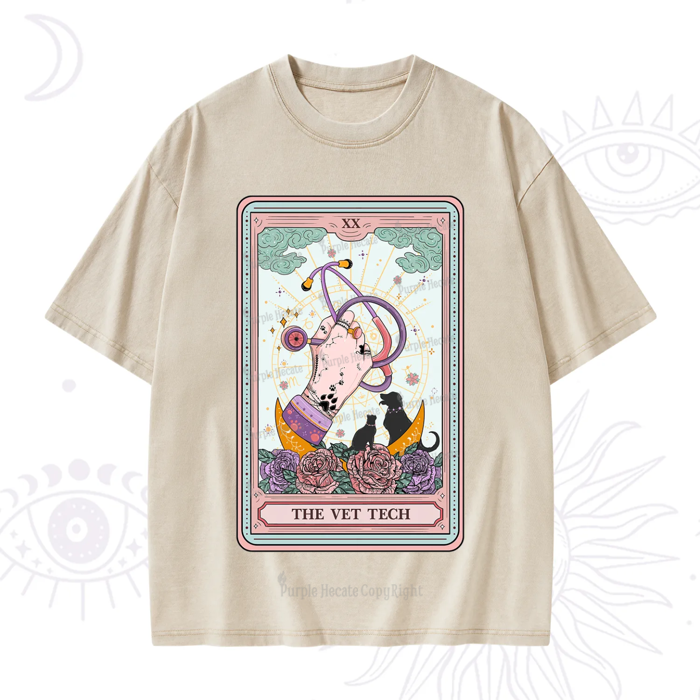 Purplehecate The Vet Tech Tarot Washed T-Shirt